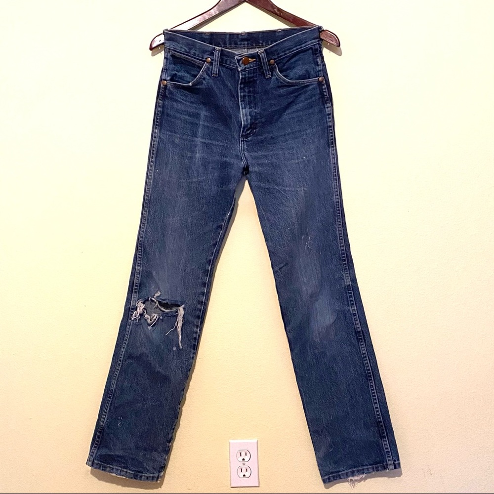 Vintage Y2K Wrangler Blue Denim Jeans 28x32 936DSD Dark Wash Western